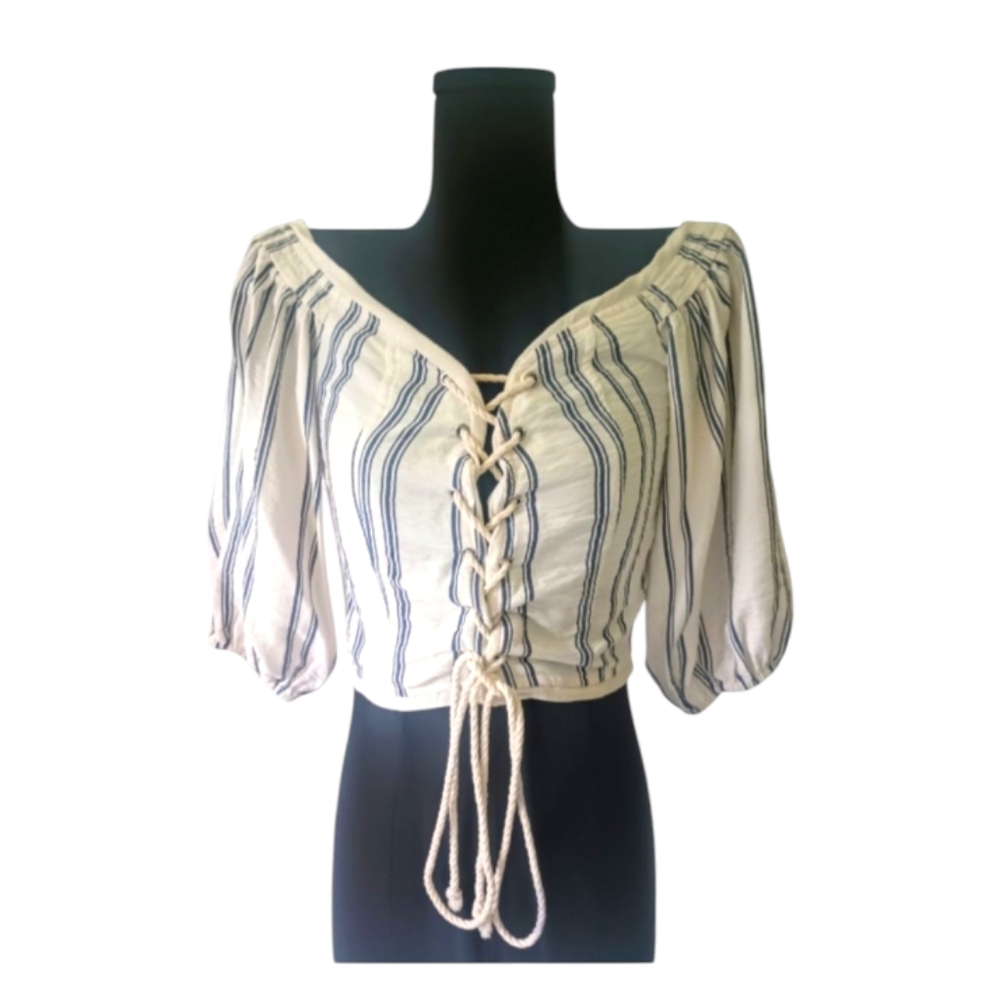 Ecru Lab Off Shoulder Corset Crop Top